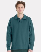 Unisex Garment-Dyed Polo Collar Sweatshirt
