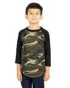 Youth Three-Quarter Sleeve Camo Raglan T-Shirt