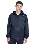 Quarter-Zip Hooded Pullover Pack Away Jacket