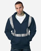 USA-Made Hi-Visibility Full-Zip Hooded Sweatshirt - Segmented Tape