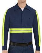 Men's Enhanced Visibility Long Sleeve Cotton Work Shirt