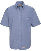 Men's Mini-Plaid Uniform Short Sleeve Shirt