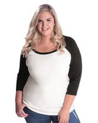 Women's Curvy Collection Baseball Three-Quarter Sleeve Tee