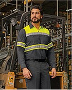 Men's Hi-Visibility Colorblock Ripstop Long Sleeve Work Shirt