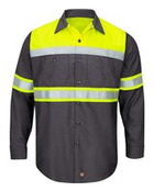 Men's Tall Hi-Visibility Colorblock Ripstop Long Sleeve Work Shirt