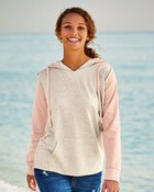 Women’s French Terry Hooded Pullover with Colorblocked Sleeves