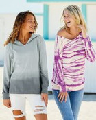 Women's French Terry Off-the-Shoulder Tie-Dyed Sweatshirt