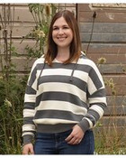 Women's Striped Fleece Boxy Hooded Sweatshirt