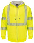 Men's Tall Hi-Visibility Zip-Front Hooded Fleece Sweatshirt with Waffle Lining