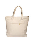 Zippered Cotton Canvas Tote Bag