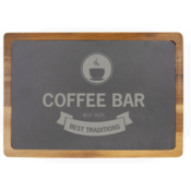 13" x 9" Acacia Wood/Slate Cutting