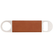 Stainless Steel Bottle Opener with Leatherette Handle - 12 Pack